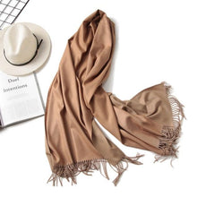 Load image into Gallery viewer, Fashion Winter Solid Soft Scarf Cashmere Lightweight Scarves Shawls Cashmere Escharpe Scarfs Lightweight Shawls Hijabs Shawls Escharpe Elegant Wrap Blanket Bandana Tassel For Lady
