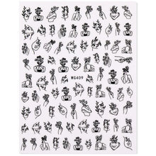 Load image into Gallery viewer, Sexy Lady Shaped 3D Nail Stickers Character Face Image Leaves Flower Decals Slider Black White Nail Art Decoration Manicure Decoration Nail Art Supplies 3D Self-Adhesive Nail Decals Designer Nail Stickers for Acrylic Nails
