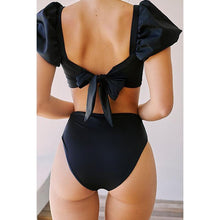 Load image into Gallery viewer, Bikini New 2 Piece Women Swimsuit Women's High Waist Bikini Set Fashion Puff Sleeve Swimwear Set Bathing Suits Solid Color Short Puff Sleeve Summer High Waist Cut Backless Bathing Suit Beachwear
