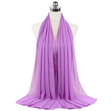 Load image into Gallery viewer, Luxury Fashion Long Soft Solid Chiffon Scarf Head Wrap Echarpe Shawl Lightweight Headscarf Instant Ready To Wear Elegant Hijab Scarf Wrap Muslim Shawl Islamic Hijabs Arab Wrap Head Scarves For Women
