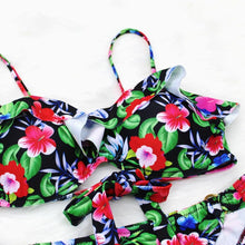 Load image into Gallery viewer, Female Two Piece Swimsuit Low Waist Bikini Floral Printing Swimwear Push Up Bathing Suit  Detachable Padded Push Up Striped Bikini Set Two Piece Swimsuit Ladies Vintage Lace Bikini Sets Beach Swimwear
