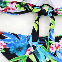 Load image into Gallery viewer, Female Two Piece Swimsuit Low Waist Bikini Floral Printing Swimwear Push Up Bathing Suit  Detachable Padded Push Up Striped Bikini Set Two Piece Swimsuit Ladies Vintage Lace Bikini Sets Beach Swimwear
