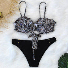 Load image into Gallery viewer, Female Two Piece Swimsuit Low Waist Bikini Floral Printing Swimwear Push Up Bathing Suit  Detachable Padded Push Up Striped Bikini Set Two Piece Swimsuit Ladies Vintage Lace Bikini Sets Beach Swimwear
