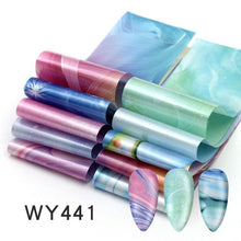 Load image into Gallery viewer, Holographic Nail Foil Transfer Set Sticker Decal Nail Art Foils Designer Marble Nail Decoration Sliders Wraps Manicure  Women Kids Girls Manicure Decoration Nail Art Supplies 3D Self-Adhesive Nail Decals Designer Nail Stickers for Acrylic Nails
