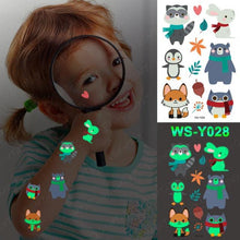 Load image into Gallery viewer, Luxury Luminous Tattoo Stickers Unicorn Stars Temporary Waterproof Luminous Fake Tattoos Stickers Dinosaur Butterfly For Children

