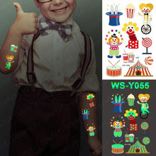 Load image into Gallery viewer, Luxury Luminous Tattoo Stickers Unicorn Stars Temporary Waterproof Luminous Fake Tattoos Stickers Dinosaur Butterfly For Children
