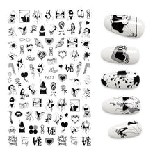 Load image into Gallery viewer, 3D Nail Stickers Leaves Butterfly Panda Love Heart Design Stickers For Nails Manicure Foil Nail Art Decor  Girls Manicure Decoration Nail Art Supplies 3D Self-Adhesive Nail Decals Designer Nail Stickers for Acrylic Nails
