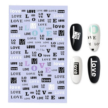 Load image into Gallery viewer, 3D Nail Stickers Leaves Butterfly Panda Love Heart Design Stickers For Nails Manicure Foil Nail Art Decor  Girls Manicure Decoration Nail Art Supplies 3D Self-Adhesive Nail Decals Designer Nail Stickers for Acrylic Nails
