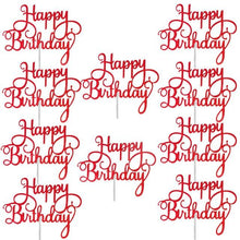 Load image into Gallery viewer, 10pcs Glitter Happy Birthday Cake Topper Happy Birthday Cake Topper Happy Birthday Cupcake Topper Glitter Gold Decoration Bling Sparkle Decoration Sign Happy Birthday Cake Topper Girl Birthday Dessert Decor
