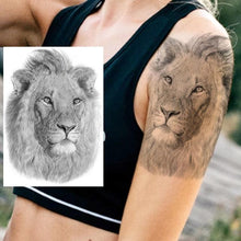 Load image into Gallery viewer, Realistic Lion Temporary Tattoo Black Warrior Sticker Waterproof Luxury Tattoo For Men Women
