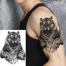 Load image into Gallery viewer, Realistic Lion Temporary Tattoo Black Warrior Sticker Waterproof Luxury Tattoo For Men Women
