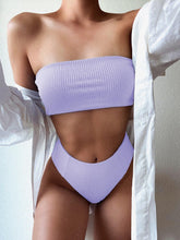 Load image into Gallery viewer, Bikinis Swimsuit Women Push Up Bikini Set  Female Swimwear Women's Strapless Solid Color 2 Pieces Bathing Suit Swimsuit Swimsuits Off Shoulder High Waist Bathing Suit High Cut Swimwear For Summer

