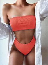 Load image into Gallery viewer, Bikinis Swimsuit Women Push Up Bikini Set  Female Swimwear Women's Strapless Solid Color 2 Pieces Bathing Suit Swimsuit Swimsuits Off Shoulder High Waist Bathing Suit High Cut Swimwear For Summer
