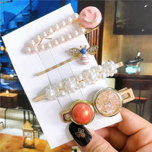 Load image into Gallery viewer, 4pcs/set Women Hair Accessories Jewelry Korean Simulation Pearl Barrette Love Hearts Hair Clips For Girls Pink Hairpins Wedding Hair Accessories for Brides and Bridesmaids
