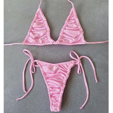 Load image into Gallery viewer, Halter Bikinis Swimsuit String Bikini Swimsuit for Women Triangle Tie Side Adjustable Swimsuit Bathing Suit 2 Piece Set New 2 Piece Swimwear High Cut Bikini Set Print Bandage Beachwear
