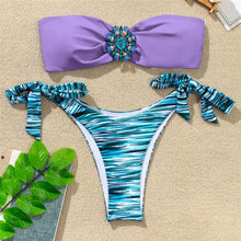 Load image into Gallery viewer, Shiny Rhinestone Strapless Bikini Female Women 2PCS Shiny Diamond Bikini Set Bra Swimsuit  Bathing Suit Swimsuit Women Swimwear Two-pieces Luxury Bikini Set Bather Bathing Suit Swimwear
