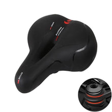 Load image into Gallery viewer, Breathable Leather Bicycle Saddle Cushion Comfortable Anti Slip And Weat Road Bike Sponge Filled Shockproof Bike Seat For Men Women Memory Foam Soft Bicycle Seats Cushion Dual Shock Absorbing Wide Bicycle Seat Replacement For Mountain Bike Road Bike
