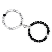 Load image into Gallery viewer, 2Pcs/Set Heart Shape Magnet Pendant Bracelet Couples Love Meaningful Natural Stone Bangles Jewelry Bracelet For Couples Elastic Magnetic Field Therapy Bracelet Women Matt Stone Bracelets For Girlfriend
