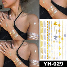 Load image into Gallery viewer, New Waterproof Temporary Tattoo Sticker Golden Silver Flower Jewelry Flash Fashion Different Design Tattoos For Womens
