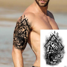 Load image into Gallery viewer, Big Black Tiger Tattoos Waterproof Leopard Tatoos Large Monster Body Arm Legs Tattoo Cool Tiger Face Temporary Tattoos For Women Men
