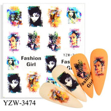 Load image into Gallery viewer, Water Decal Nail Art Decorations Nail Sticker Tattoo Full Cover Beauty Decals Manicure Supplies Accessories  Women Kids Girls Manicure Decoration Nail Art Supplies 3D Self-Adhesive Nail Decals Designer Nail Stickers for Acrylic Nails
