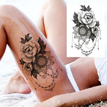 Load image into Gallery viewer, 53 Sheets Black Lace Temporary Tattoos Sticker Butterfly Flower Fake Tatoo Sticker Sexy  Black Henna Temporary Tattoos For Women
