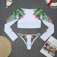 Load image into Gallery viewer, Surfing Swimsuit For Women Bikini Long Sleeve Swimwear Tiger Print Push Up Summer Bath Suit Two Piece Surfing Rash Guard Bikini Long Sleeve Swimsuit Set
