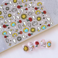Load image into Gallery viewer, Yellow Smiles Sun Moon Clouds 3D Nail Stickers For Halloween Theme Slider Decals Nail Art Decorations Design  3D Self-Adhesive Nail Decorations Accessories Women Girls Manicure Decorations Nail Art Supplies Water Transfer Decals
