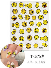 Load image into Gallery viewer, Yellow Smiles Sun Moon Clouds 3D Nail Stickers For Halloween Theme Slider Decals Nail Art Decorations Design  3D Self-Adhesive Nail Decorations Accessories Women Girls Manicure Decorations Nail Art Supplies Water Transfer Decals
