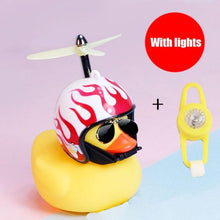 Load image into Gallery viewer, Yellow Small Bike Duck Bicycle Bell Luminous Normal Duck Ducky Bicycle Airscrew Helmet Wind Motor Riding Cycling Lights Horn Rubber Duck Helmet Bike Horn Bell Car Decoration Bicycle Horn
