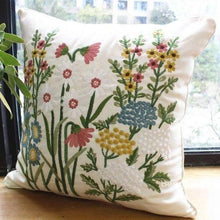 Load image into Gallery viewer, European Floral Cushion Cover Cotton Pillowcases Yellow Botanical Flowers and Green Leaves Floral Garden Pattern Printed Cushion Home Decor Rectangle Pillow Cover
