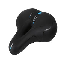 Load image into Gallery viewer, Reflective Breathable Bike Saddle Cushion Leather Surface Seat Mountain Bicycle Shock Absorbing Hollow Bike Seat For Women Or Men Bicycle Saddle Replacement Padded Soft High Density Memory Foam With Dual Shock Absorbing
