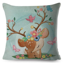 Load image into Gallery viewer, Cute Pillow Cover Cartoon Giraffe Fox Reindeer Animal Nordic Polyester Cotton Cushion Cover For Sofa Home Kids Room Decor Throw Pillow Cases Cartoon Animal Woodland Decorative Cotton Cushion Cover Home Baby Room Decor Standard Pillowcase
