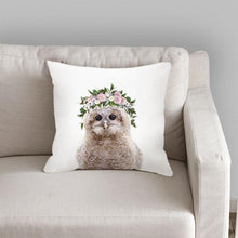 Load image into Gallery viewer, Cute Baby Animals Pattern Pillow Case Cotton Linen Cushion Cover for Home Sofa Pillow Covers, Cushion Covers Tiger Bunny Rabbit Horse Sheep Bear With Head Flowers Decorative Velvet Pillow Covers 45X45CM
