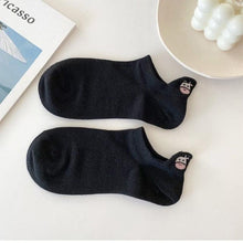 Load image into Gallery viewer, Black And White Embroidery Female Tide Socks Shallow Mouth Summer Cartoon Cow Cute Fashion Boat Socks Unisex Men And Women Cotton Ankle Socks
