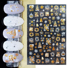 Load image into Gallery viewer, 3D Nail Stickers Decals Snowflakes Elk Bear Christmas Xmas Transfer Stickers Nail Art Self-Adhesive Decals Decoration  Nail Art Stickers Decals Christmas Snowflake Bronzing Christmas Slider Nail Art 3D Decals Decoration
