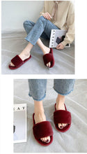 Load image into Gallery viewer, Fluffy Slippers Women Cozy Faux Fur Cross Indoor Floor Slides Flat Soft Furry Shoes Fluffy Furry Fur Slippers Flip Flop Open Toe Cozy House Memory Foam Sandals Slides Soft Flat Comfy Slippers
