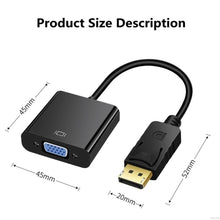 Load image into Gallery viewer, DisplayPort to VGA Adapter Cable Converter Compatible with Computer, Desktop, Laptop, PC, Monitor, Projector.
