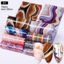 Load image into Gallery viewer, Nail Foils Marble Flower Series Iridescent Nail Art Transfer Sticker Paper Slider Nail Water Decal Design Manicures Decorations  Art Manicures Decoration New Gold Nail Transfer Foils for Nail Arts Nails Supply Holographic Effect Nail Art Foil Stickers Hol
