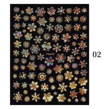 Load image into Gallery viewer, Sparkly Gold Bronzing Christmas 3D Snowflake Nail Stickers Colorful Sliver Glitter Xmas Elk Deer Socks Transfer Foil For Nails Snowflake Nail Art Stickers Decals Christmas Nail 3D Self Adhesive Nail Stickers for Acrylic Nails Snowflake Winter Slider
