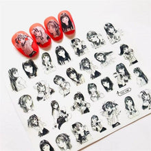 Load image into Gallery viewer, 3D Nail Art Stickers Decal Template Nail Tool Decorations Nail Slider  Metallic Nail Art Stickers Set Love Metal Nail Studs Decals for Women Nail Decorations Accessories Metal Curve Stripe Lines Design Letter Nail Sticker Decoration
