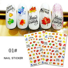 Load image into Gallery viewer, Maple Leaves 3D Nail Stickers Fall Leaf Flowers Line Sliders For Nails Self Adhesive Stickers Autumn Manicuring Decals Transfer Nail Decals Sticker For Pretty Girl Self-Adhesive Nail Decals Designer Nail Stickers for Acrylic
