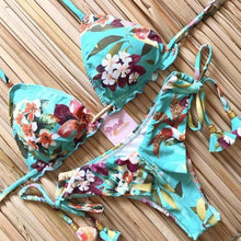 Load image into Gallery viewer, Fashionable Bikini Swimwear Women Swimsuit Female Bikini Set Knot Push Up Bathing Suit Comfortable Summer Women's Ribbed Tie Bikini Lace Up Bottom String Swimsuit Swim Wear
