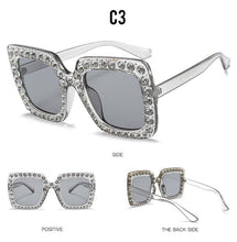 Load image into Gallery viewer, Oversized Sunglasses Square Diamond Sunglasses Women Retro Sunglasses Luxury &amp; Diamond Square Shape Sunglasses For Women Branded Attractive Any Size Crystal Sun Glasses For Ladies Gradient Classic Mirror &amp; Decent Shades
