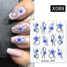 Load image into Gallery viewer, Blue Marble Water Decal Sticker Wave Line Flower Leaf Tree Summer Slider Decor For Manicuring Nail Art Watermarks Curve Graffiti Nail Design for Acrylic Nail Supplies Designer Nail Decorations for Women Girls Kids
