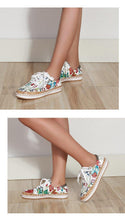 Load image into Gallery viewer, New Popular Womens Shoes Colorful Beautiful Flower Printing Shoes Lace-up Flat Women's Casual Womens Sneakers High-Quality Women's White Sports Casual Couple Shoes Summer Trainers Walking Sneakers
