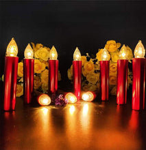 Load image into Gallery viewer, Christmas Tree Clip LED Candle Waterproof LED Flameless Taper Ivory Floating Candles with Remote Timer and Dimmable, Ideal for Home Indoor Outdoor Christmas Trees Lamp Simulation Flame Light Warm Candle Family Party Birthday Party Decorated With Candles

