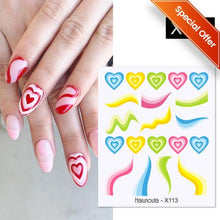 Load image into Gallery viewer, Embossed Nails Sticker 3D Flower Leaves Slider Water Transfer Nail Decals for Nail Art Transfer Sticker  3D Wave Design Decoration for Women Girls Art Stickers Decal Decoration Metallic Curve Strip Line Nail Decor
