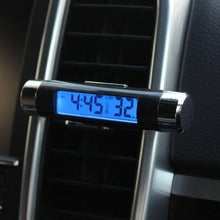 Load image into Gallery viewer, 2 In 1 Car Vehicle LCD Digital Display Automotive Thermometer Clock Portable Car Auto Dashboard Digital Clocks with Black Light And LCD Screen Adjustable Vehicle Temperature Gauge Support Clock
