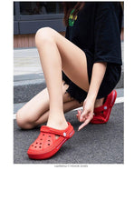 Load image into Gallery viewer, Women Sandals Summer Hole Shoes Rubber Clogs Garden Shoes Black Beach Flat Sandals Garden Shoes Sandals Lightweight Slip On Classic Adjustable Outdoor Walking Clogs
